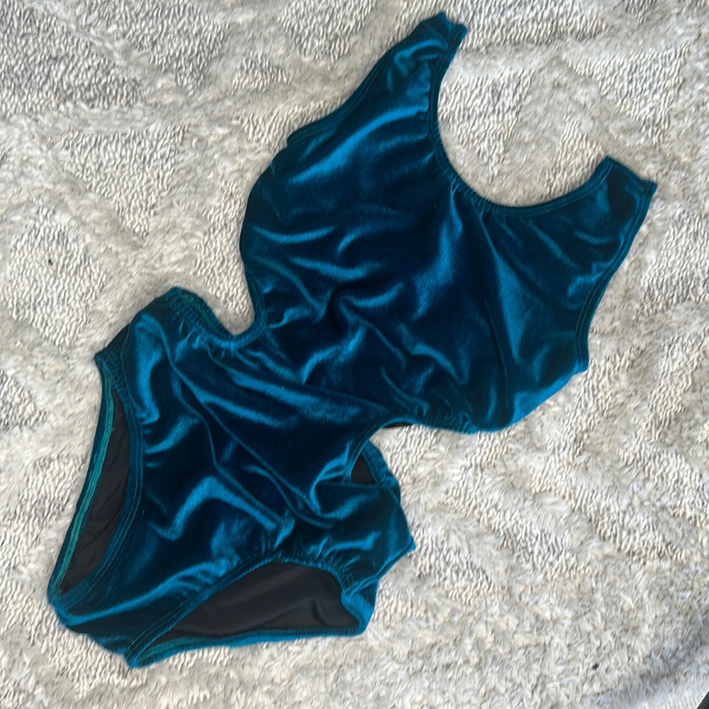 Teal Velvet Dance Leotard, YL